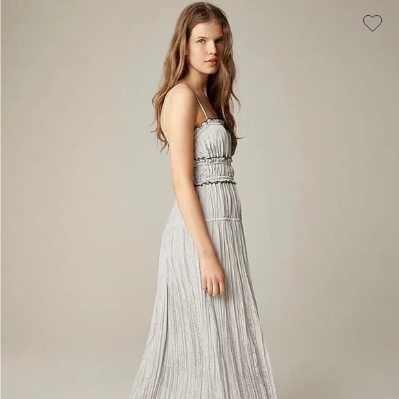 NWT J. Crew Light Gray Crinkled Maxi Dress size S - Picture 2 of 9